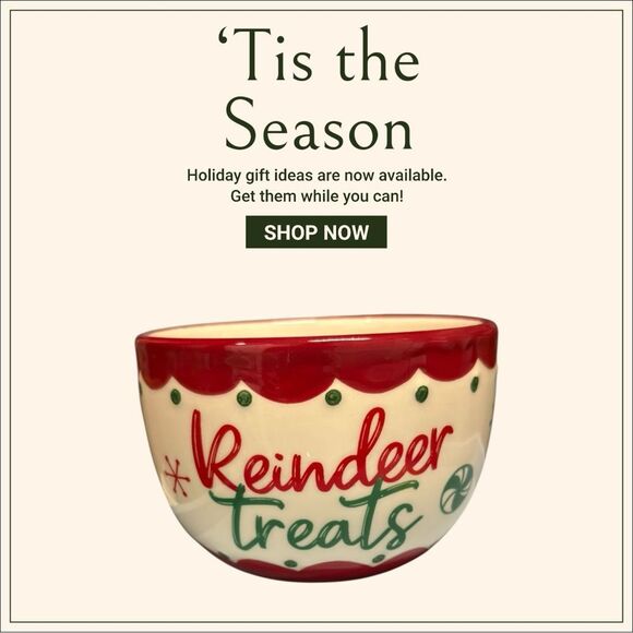 Holiday Reindeer Treats Bowl in Red and Green - Picture 1 of 6